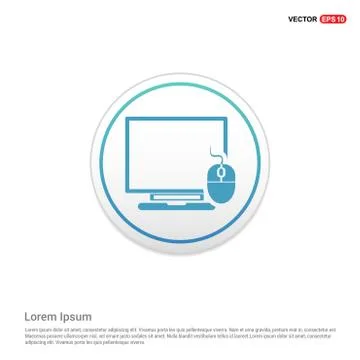 Computer System Icon - white circle button Stock Illustration