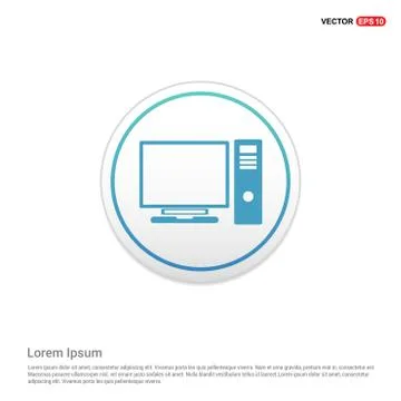 Computer System Icon - white circle button Stock Illustration