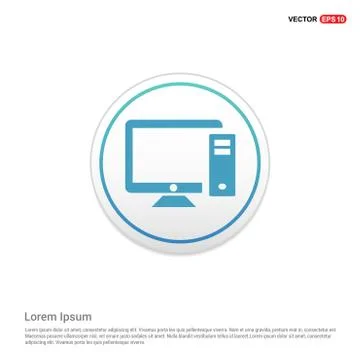 Computer System Icon - white circle button 스톡 일러스트