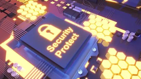 Computer system illustration security protection system,cyber defense syste.. Foto stock