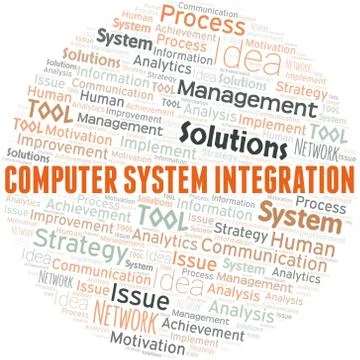 Computer System Integration typography vector word cloud. 스톡 일러스트