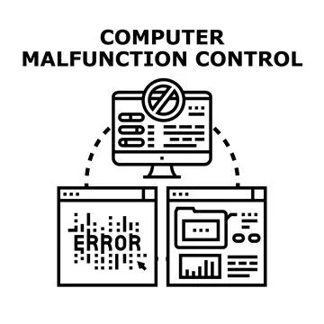Computer system malfunction control and error management Stockillustratie