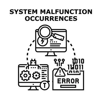 Computer system malfunction occurrences analysis and fixing process Stockillustratie