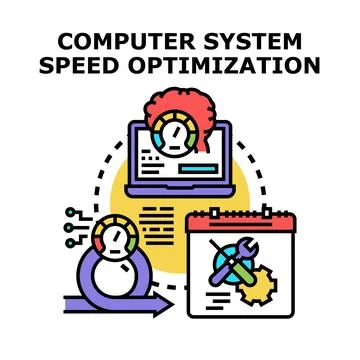 Computer system optimization process for performance improvement Stock Illustration
