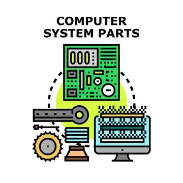 Computer system parts forming digital technology structure Illustrazione stock