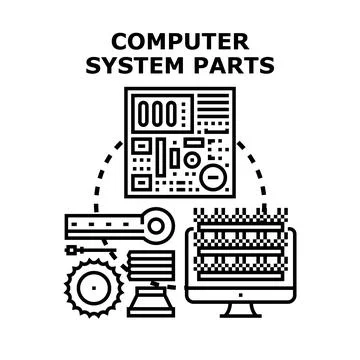 Computer system parts forming digital technology structure Stock Illustration