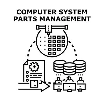 Computer system parts management process development lifecycle Stock-Illustration