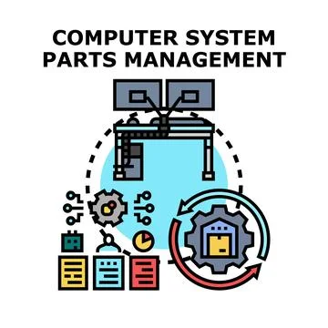 Computer system parts management process and inventory control イラスト素材