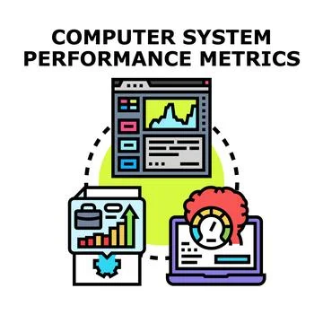 Computer system performance metrics measuring optimization and data analysis イラスト素材