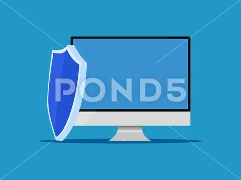 Computer system protection. data protection shield Stock-Illustration