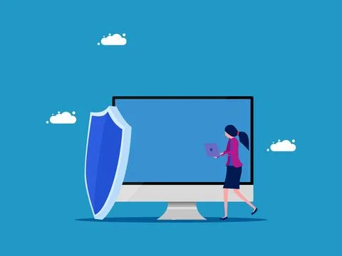 Computer system protection. data protection shield Stock Illustration