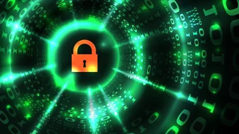 Computer system protection, database security, safe internet. Lock symbol イラスト素材