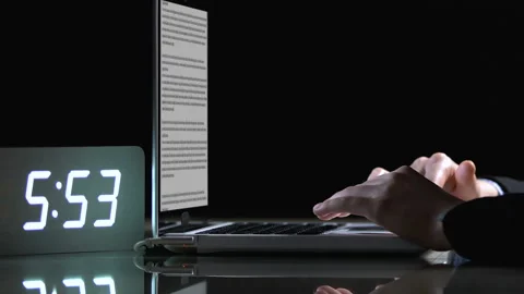 Computer system reporting Bug warning while businessperson working, closeup Stock Footage 112270701