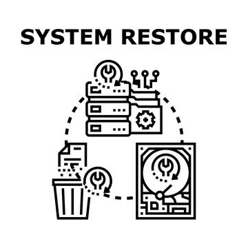 Computer system restoring data and repairing issues concept Illustrazione stock