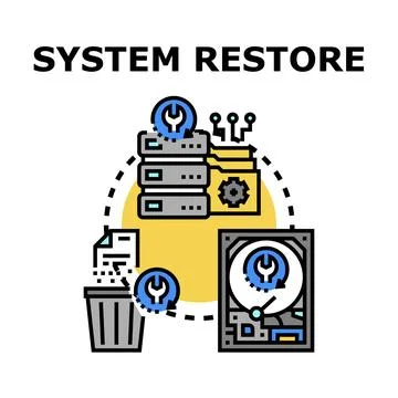 Computer system restoring data and repairing issues concept イラスト素材