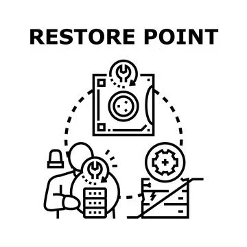 Computer system restoring data creating restore point Illustrazione stock