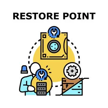 Computer system restoring data creating restore point Stock Illustration