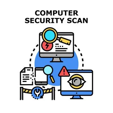 Computer system security scanning data protection concept 库存插图