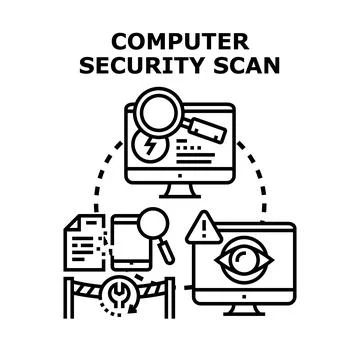Computer system security scanning data protection concept Illustrazione stock