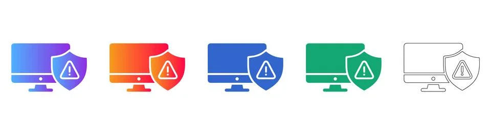 Computer System Security Warning Icons 스톡 일러스트