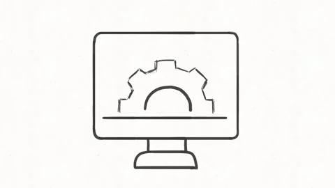 Computer System Settings and Gear Icon on Monitor Stock Footage 342018379