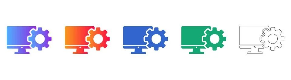 Computer System Settings Icons Illustrazione stock