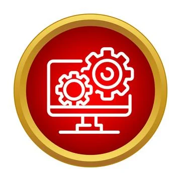Computer system settings managing process icon graphic Stock Illustration