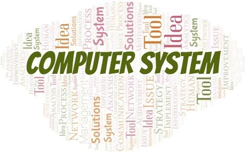 Computer System typography vector word cloud. Illustrazione stock