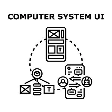 Computer system ui interface and user experience design 스톡 일러스트