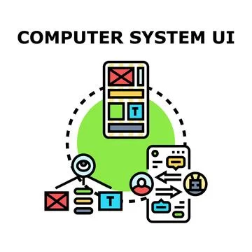 Computer system ui interface and user experience design 库存插图