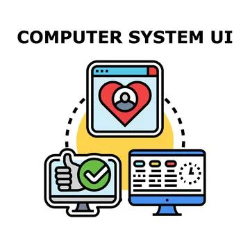 Computer system ui user experience concept analyzing applications 库存插图