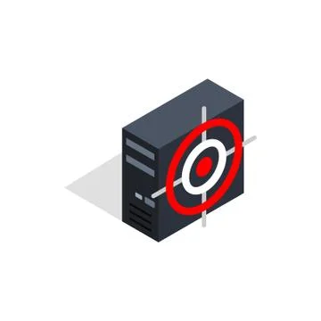 Computer system unit and red target icon Stock Illustration
