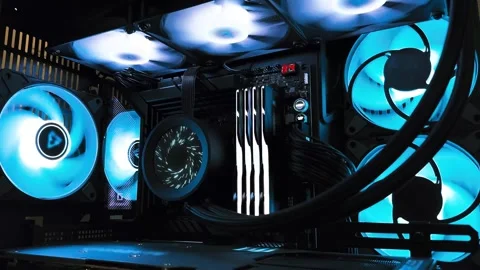 Computer system unit in blue color Stock Footage 276311265