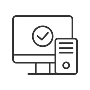 Computer system unit done, icon in line design. Computer, system, unit, hardware 스톡 일러스트
