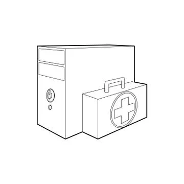 Computer system unit first aid icon, outline style Stock Illustration