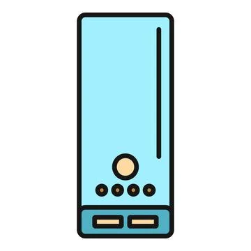 Computer system unit flat line icon design Stock Illustration
