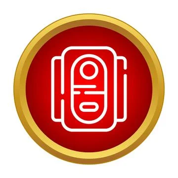 Computer system unit flat outline icon red background Stock Illustration