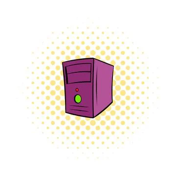 Computer system unit icon, comics style Stock Illustration