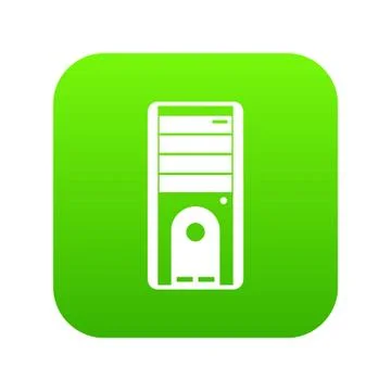 Computer system unit icon digital green Illustrazione stock