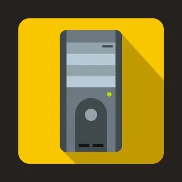 Computer system unit icon, flat style Illustrazione stock
