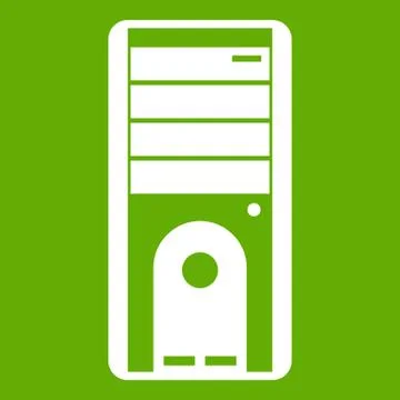 Computer system unit icon green Illustrazione stock