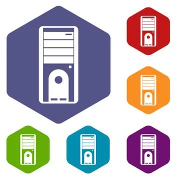 Computer system unit icons set Illustrazione stock