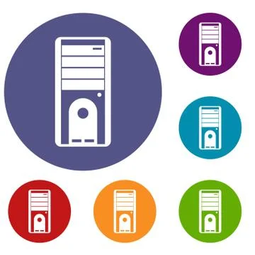 Computer system unit icons set Illustrazione stock