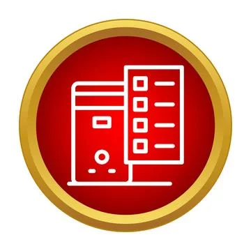 Computer system unit with information management icon イラスト素材