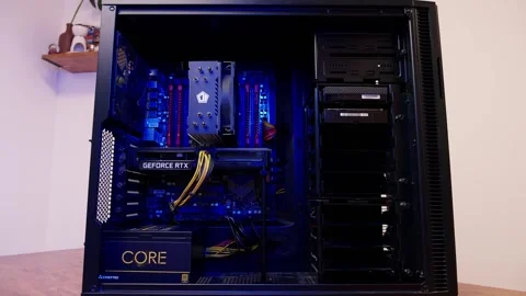Computer system unit or modern workstation. Minsk, Belarus - April 7, 2024 Stock Footage 276916623