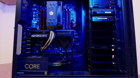 Computer system unit or modern workstation. Minsk, Belarus - April 7, 2024 Stock Footage 277164399