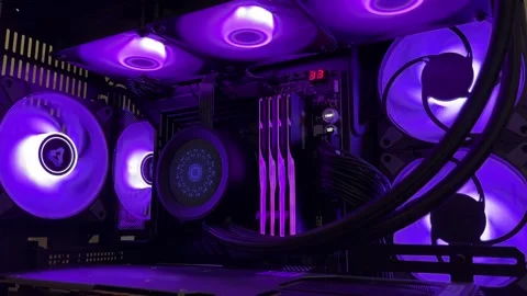 Computer system unit in violet color Stock Footage 276311263