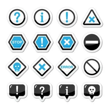 Computer system vector icons - warning, danger, error Stock Illustration