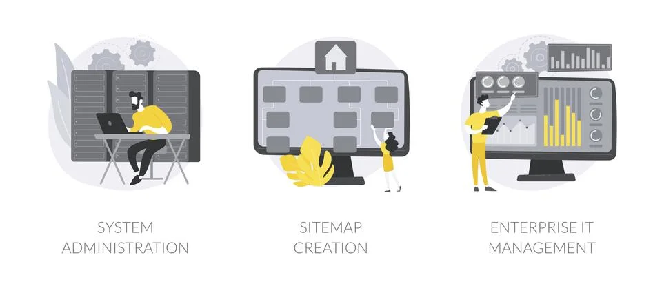Computer systems abstract concept vector illustrations. Stock Illustration