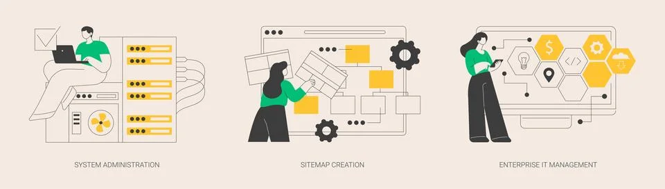 Computer systems abstract concept vector illustrations. Stock Illustration